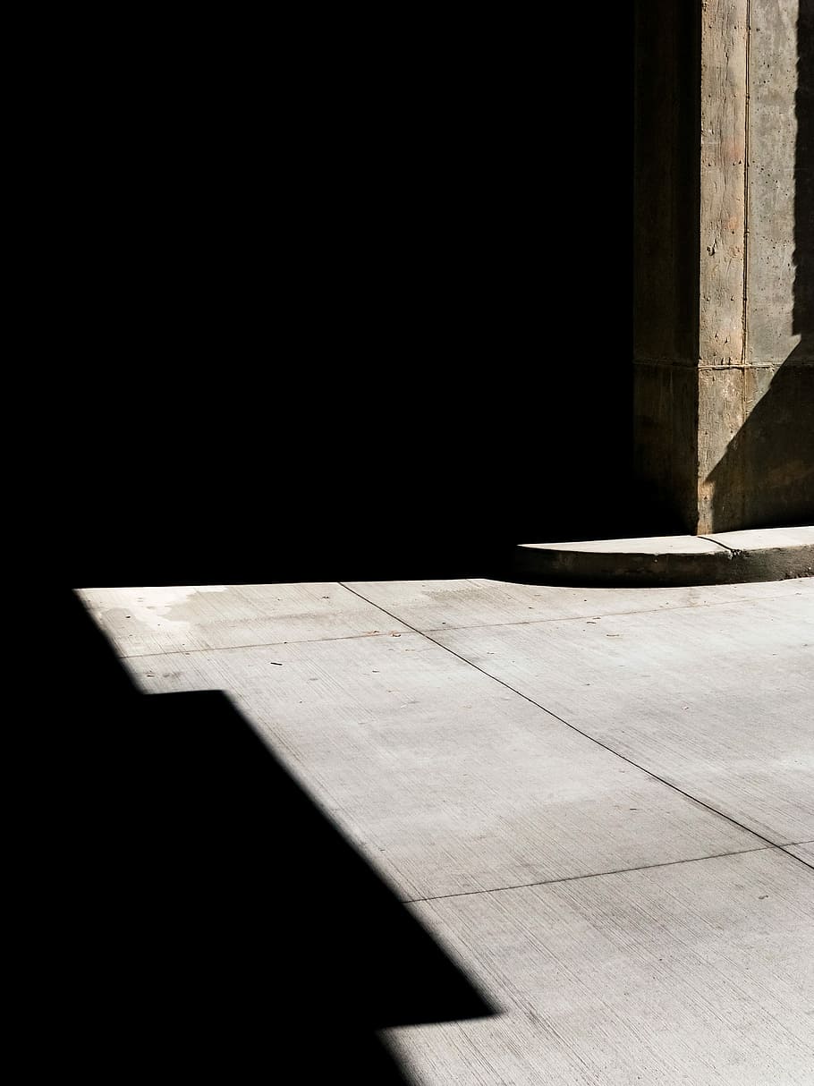 gray pavement against light, building, concrete, wall, shadow HD wallpaper