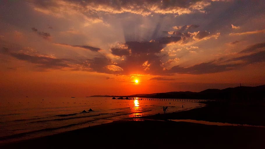 sun, sunset, sea, turkey, clouds, abendstimmung, sky, romance HD wallpaper