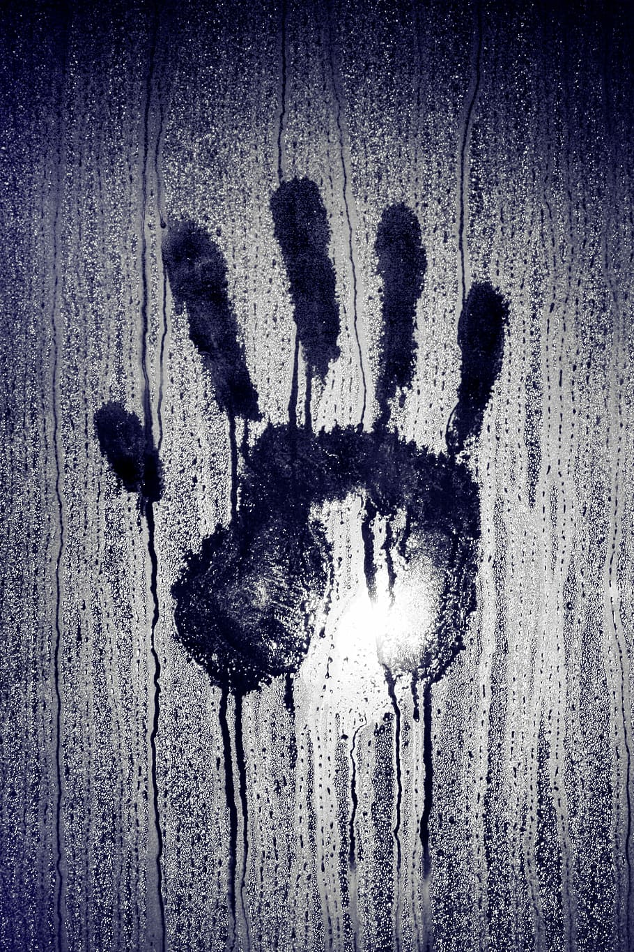 person's hand print on moistened glass, hand print photo, wet, HD wallpaper