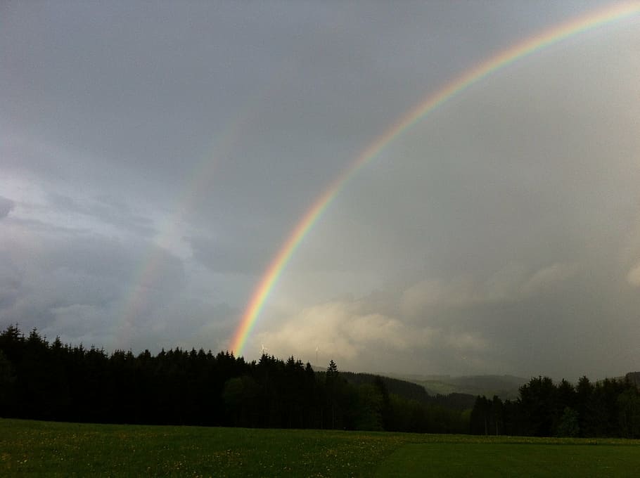 rainbow, background, color, nature, sky, outdoors, beauty in nature HD wallpaper