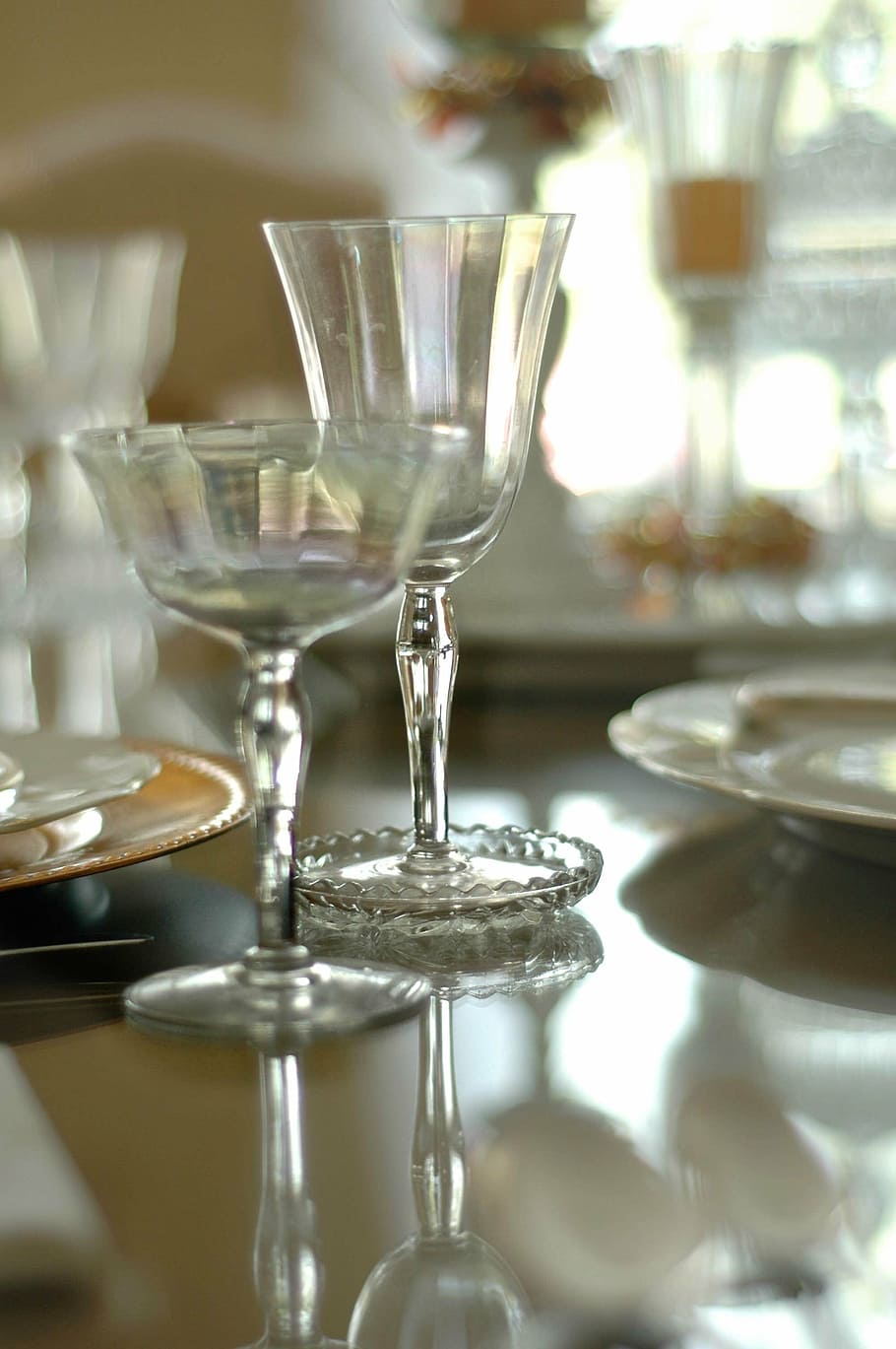 table, setting, dining room, window, table setting, wedding HD wallpaper