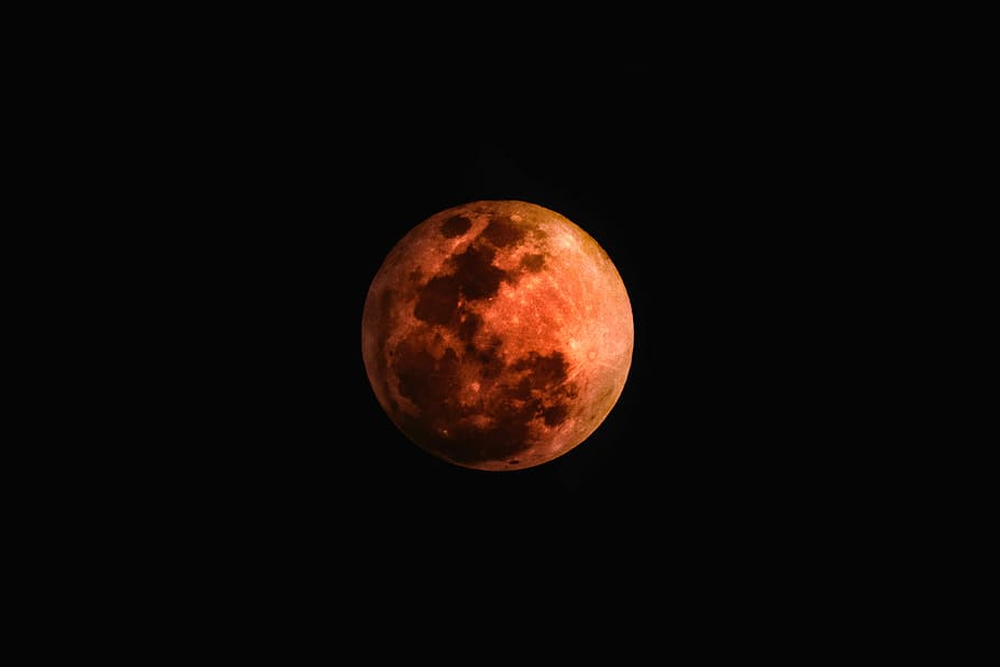 lunar eclipse illustration, red planet on sky, moon, supermoon HD wallpaper