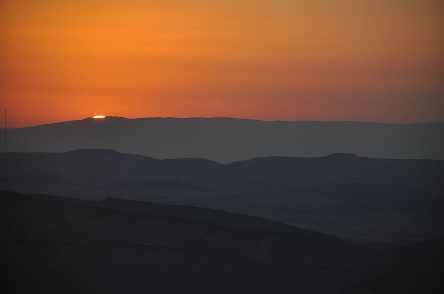 silhouette photography of mountain during senset, silhouette of mountain HD wallpaper