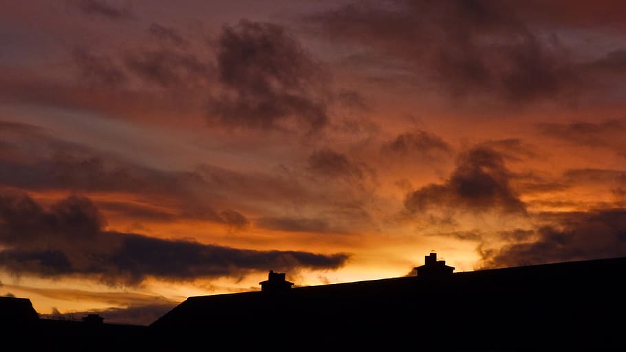 sunset, sky, orange, silhouette, cloud - sky, beauty in nature HD wallpaper