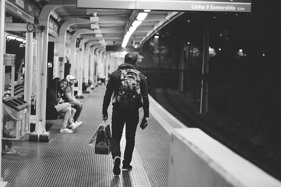 guy, man, subway, metro, train, station, transportation, city HD wallpaper