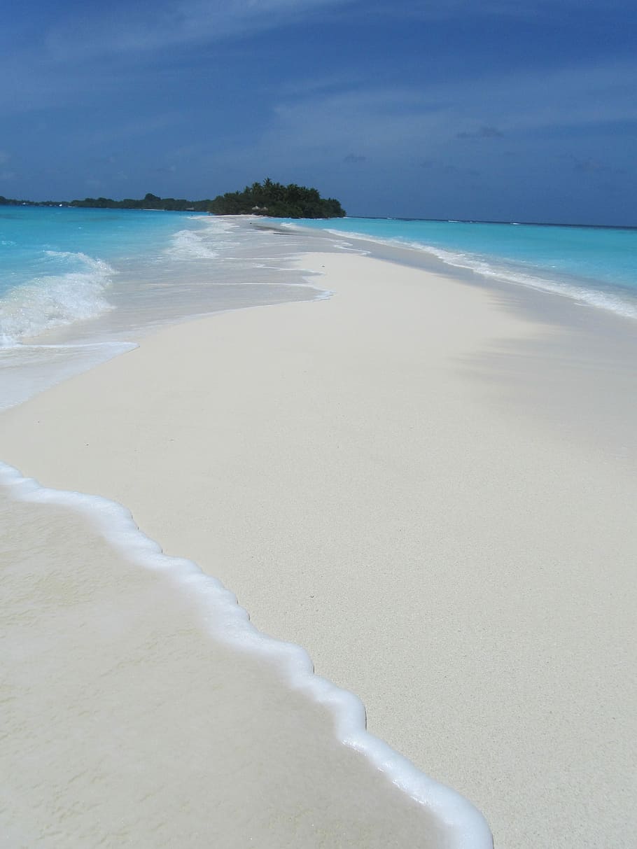 Sandbar, Beach, Sea, Island, holiday paradise, wave, idyll, HD wallpaper