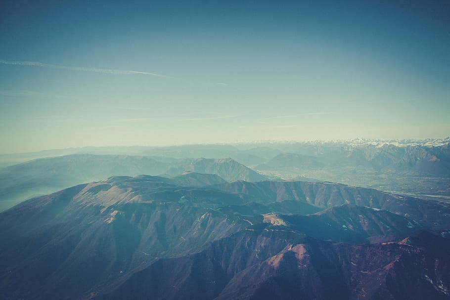 aerial photography of mountain during daytime, mountain range HD wallpaper