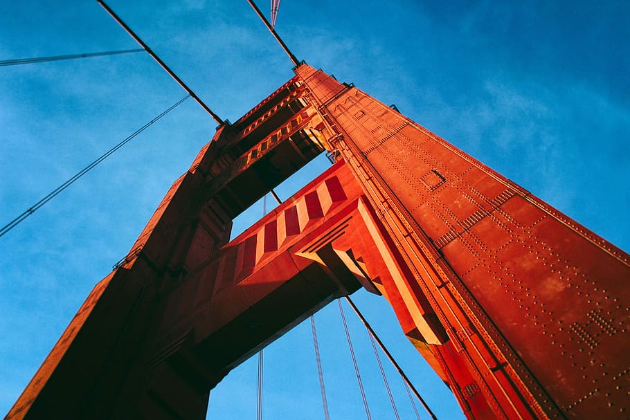 low angle photography of Golden Gate Bridge, San Francisco, Golden Gate Bridge, San Francisco HD wallpaper