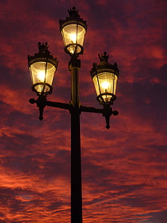 HD wallpaper: 3-light outdoor lantern under cloudy sky, pathway, golden  hour | Wallpaper Flare