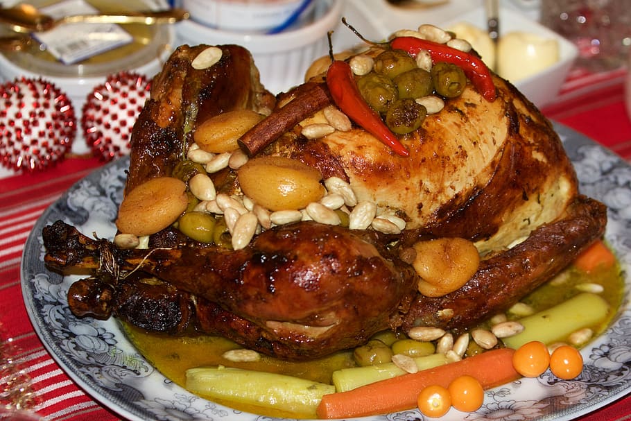 Turkey, Christmas, Festival, stuffed turkey, food, dinner, meat