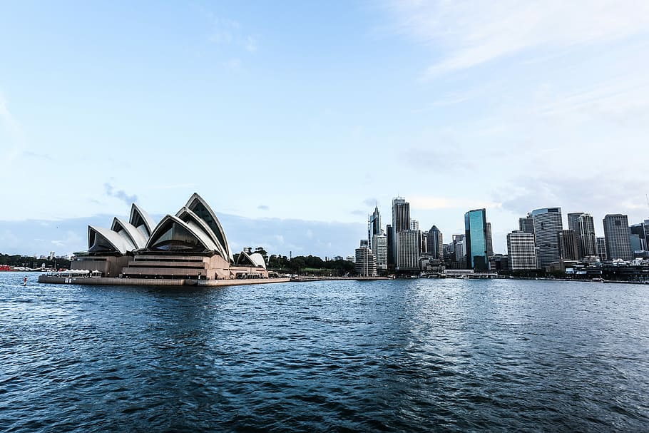 Australia, Sydney, Opera, Blue Day, baiyun, landscape, sky, HD wallpaper
