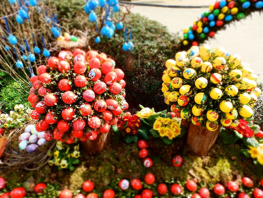 easter well, easter eggs, food, freshness, food and drink, no people HD wallpaper