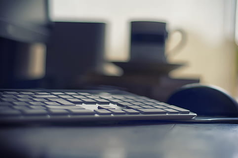 black computer keyboard and mouse on black table, office, work HD wallpaper