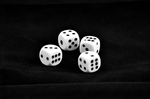 four black-and-white dices, game, points, play, luck, gambling HD wallpaper