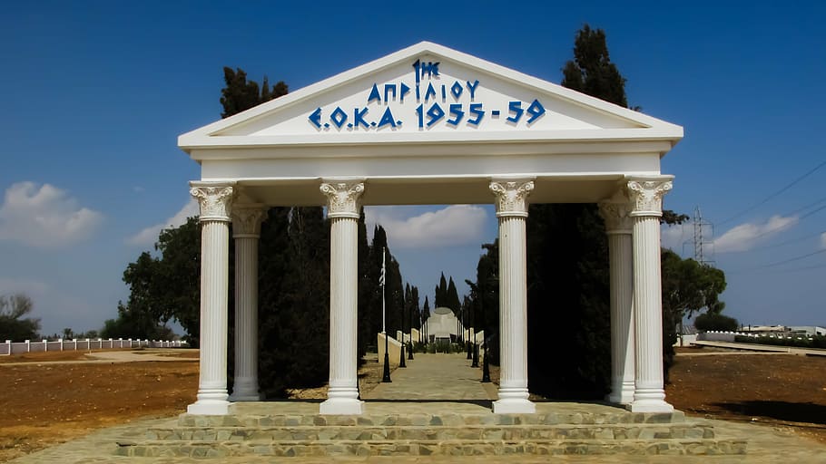 cyprus, avgorou, monument, eoka, independence, memorial, architectural column HD wallpaper