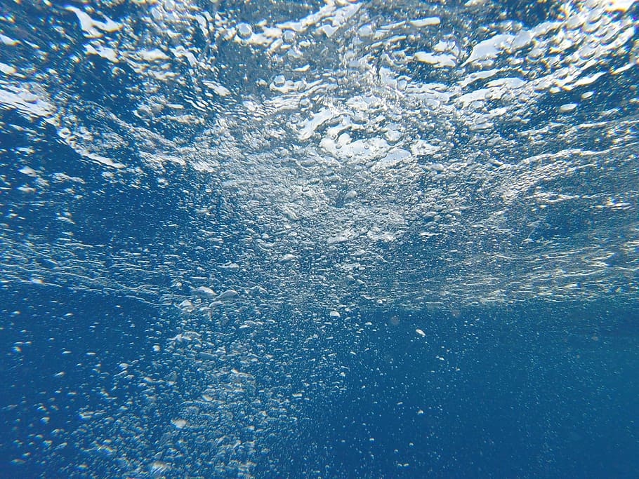 water, blue, bubble, pure, environment, vacation, sea, nature HD wallpaper