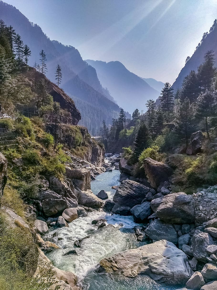 kasol, parvati valley, river, mountain, india, tourism, himachal, HD wallpaper