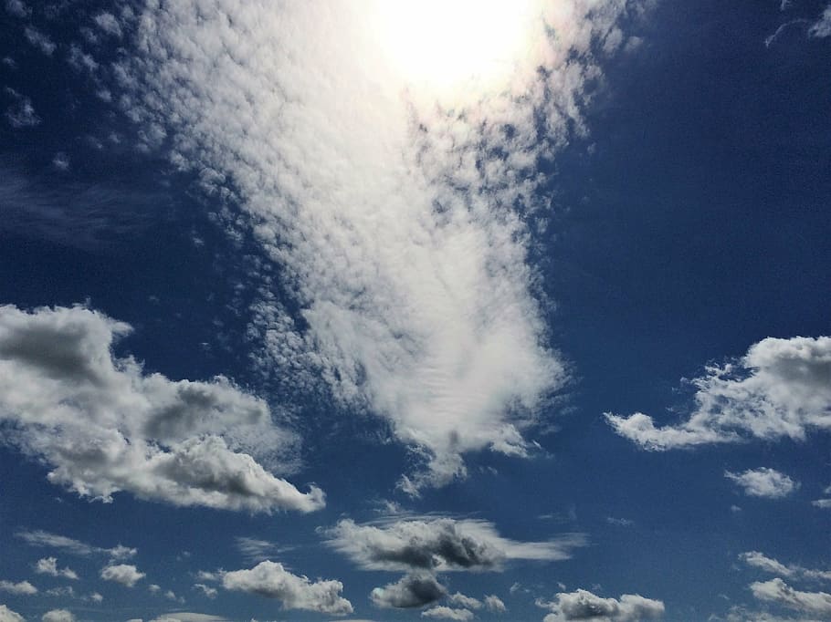 sky, clouds, blue, white, mood, nature, weather, backgrounds HD wallpaper