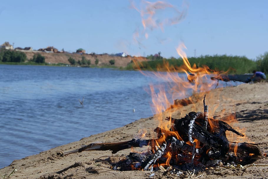 bonfire, flame, summer, tourism, koster, burning, fire - natural phenomenon HD wallpaper