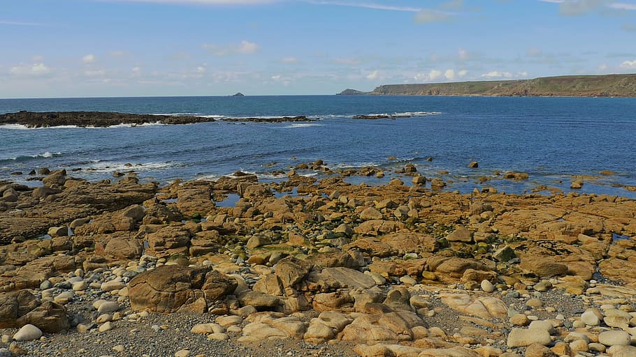 sea, coast, cornwall, nature, landscape, england, uk, beach HD wallpaper