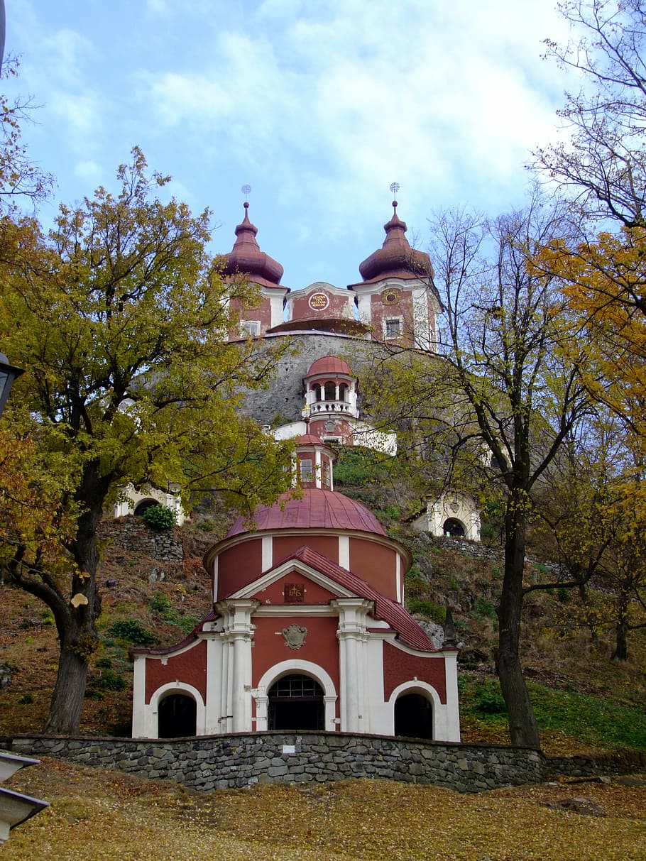 calvary, church, slovakia, nature, sky, trees, city, architecture, HD wallpaper