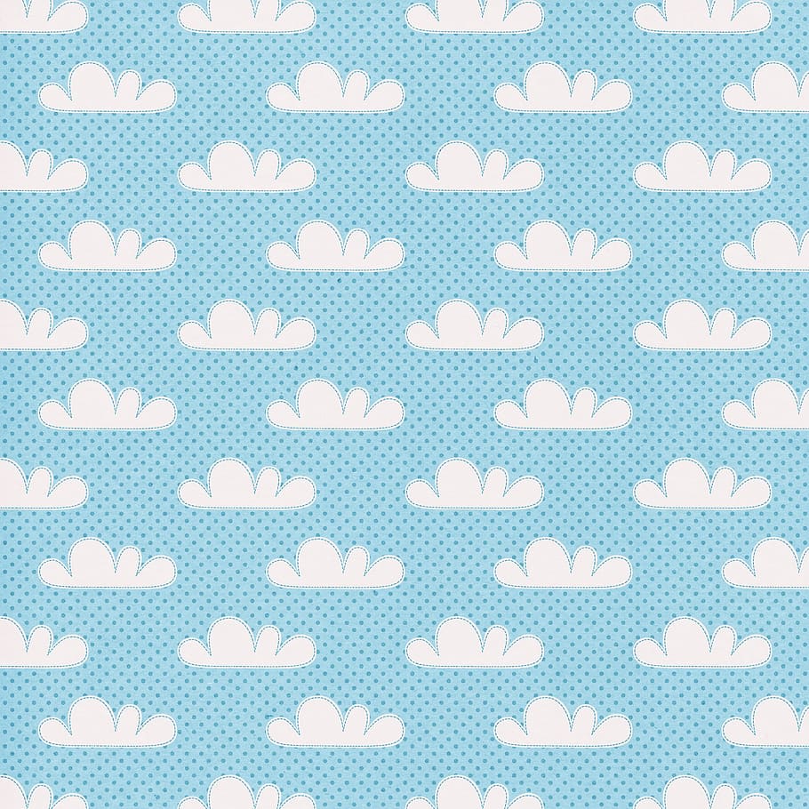 blue and white textile, background, clouds, backgrounds, pattern HD wallpaper