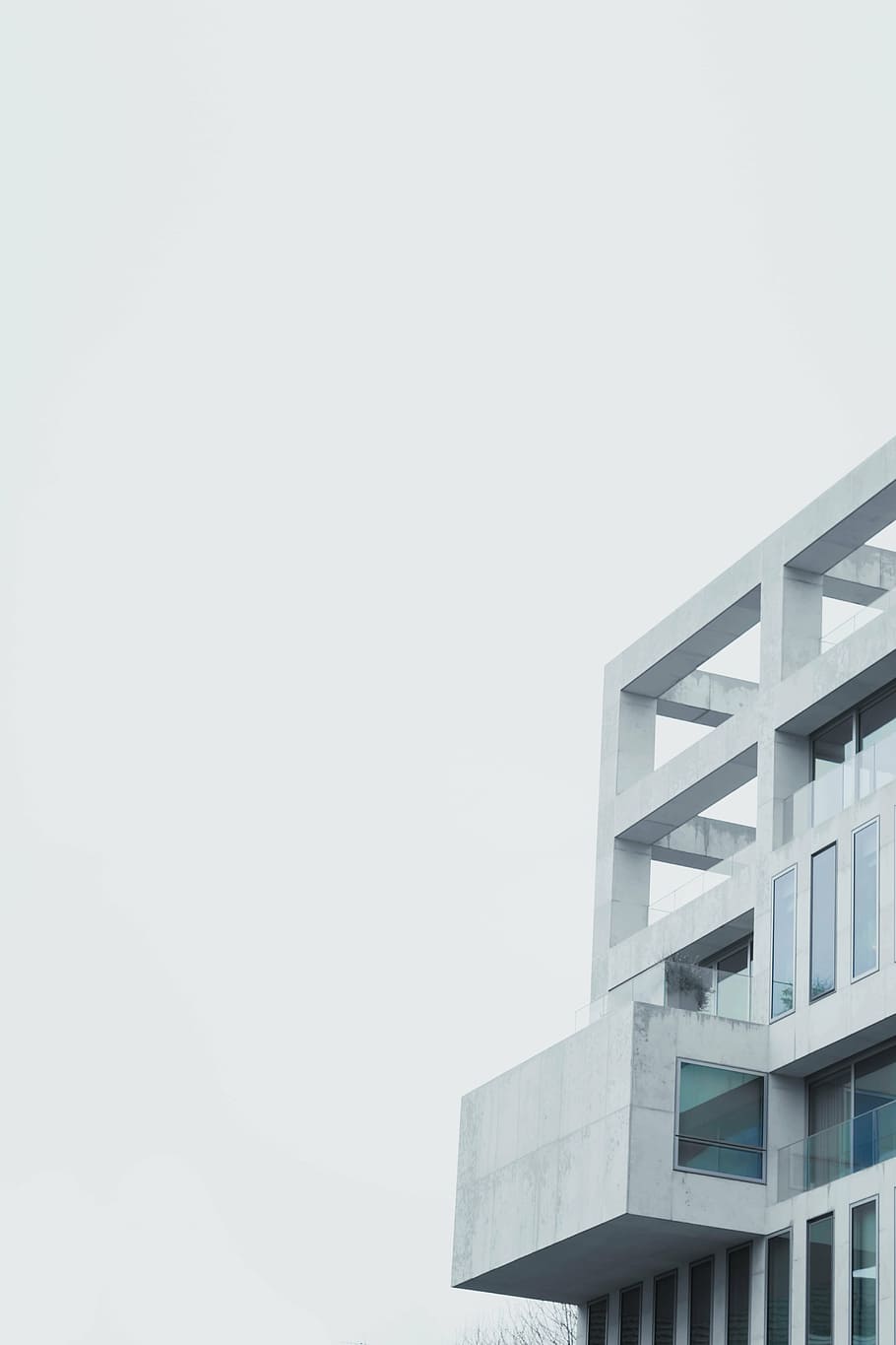 bottom view of concrete building, structure, sky, infrastructure HD wallpaper