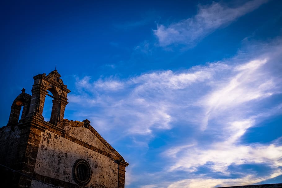 architecture, building, blue, sky, clouds, cathedral, catholic HD wallpaper