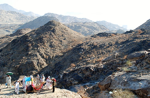 group of people standing on mountain, Hajj, View, Mountains HD wallpaper