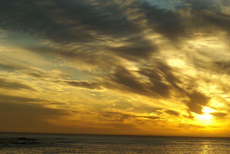 sea, sunset, sky, sunlight, beautiful, ocean, horizon, twilight HD wallpaper