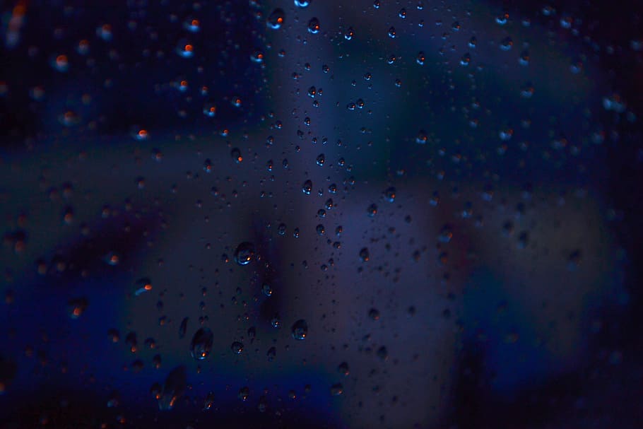 Raindrops, Glass, Background, Water, wet, backgrounds, night HD wallpaper