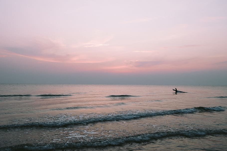 sea, dawn, nature, sky, beach, dusk, environment, horizon, idyllic HD wallpaper