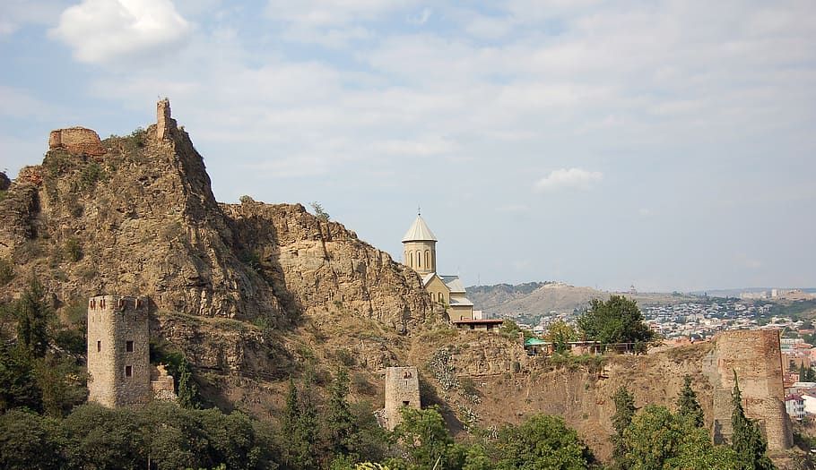 tbilisi, georgia, travel, fortress, narikala, architecture HD wallpaper