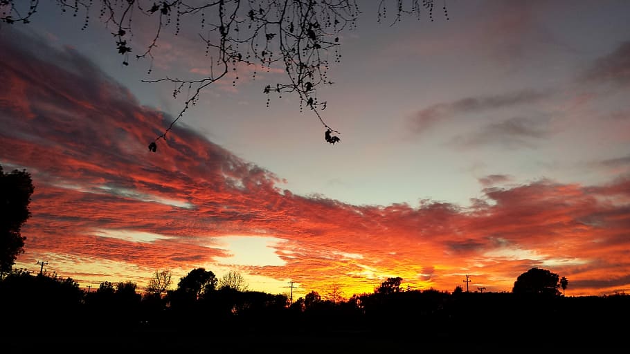 Sunset, Red Sky, Clouds, Evening, silhouette, cloud - sky, no people HD wallpaper