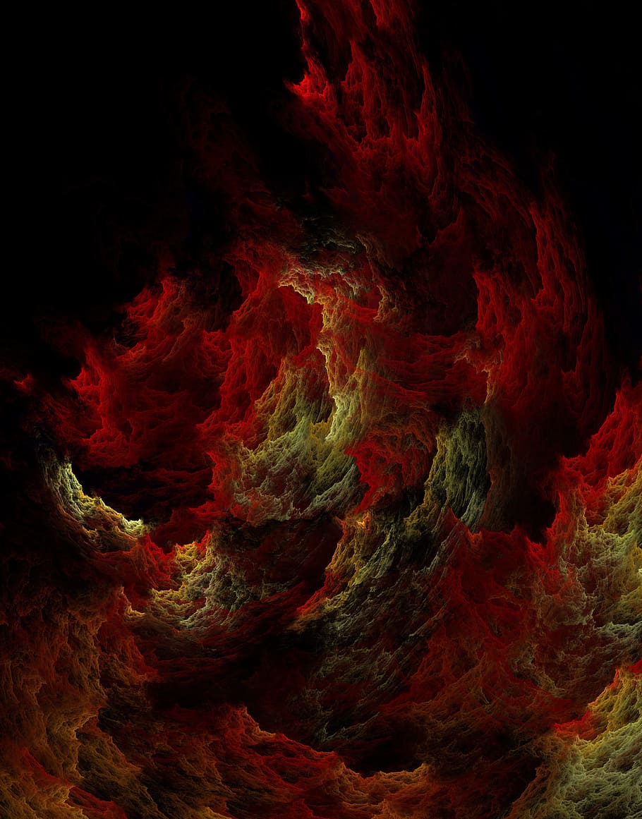 multicolored abstract painting, hell, burning, fire, path, digital HD wallpaper