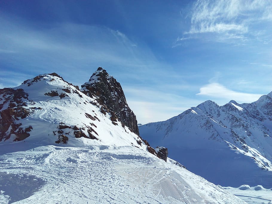 pitztal, mountains, snow, winter, austria, wintry, snowy, skiing, HD wallpaper