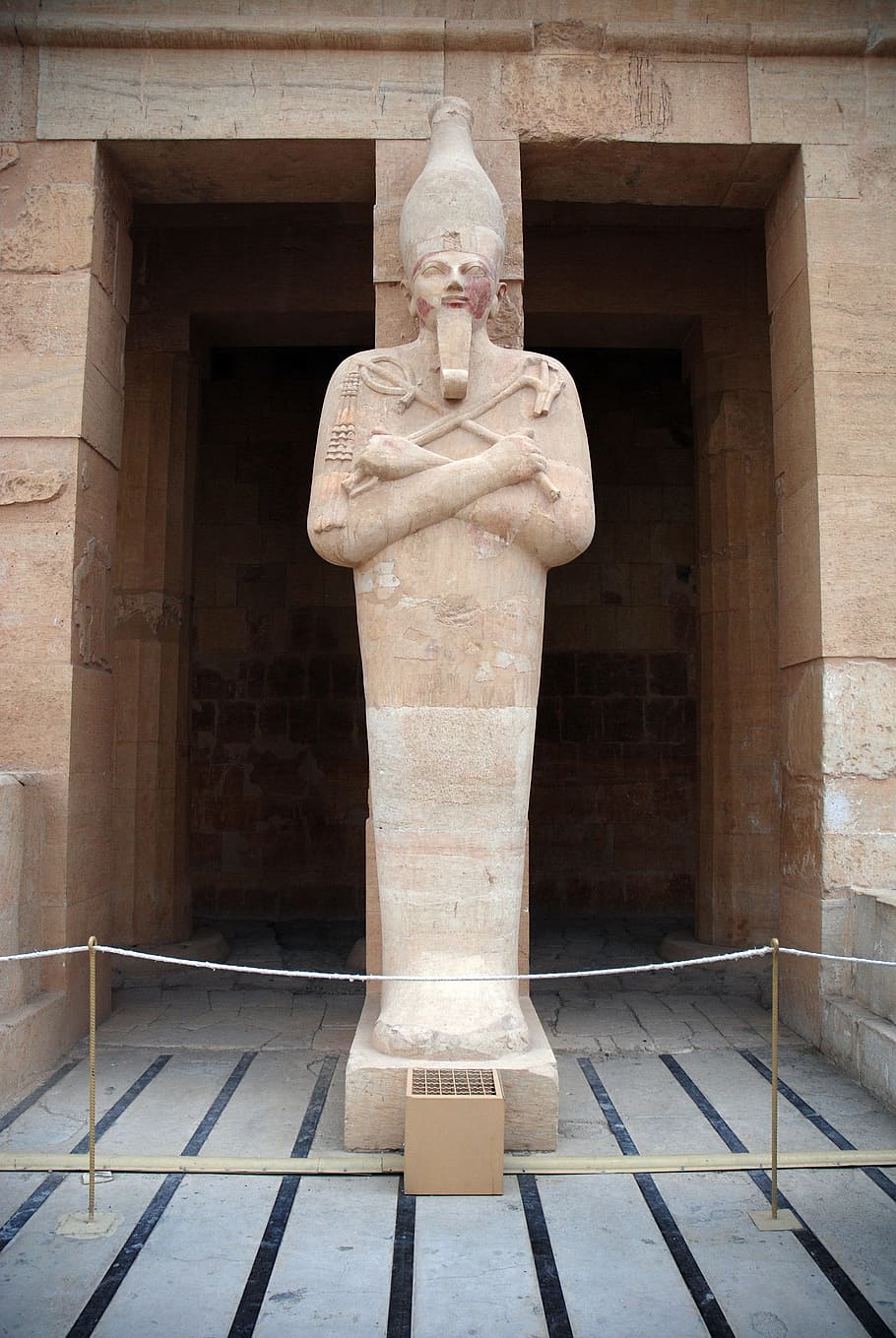sarcophagus statue on hallway, egypt, ancient, archeology, luxor