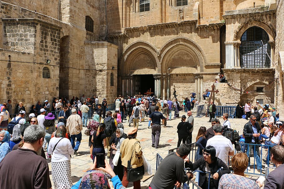 jerusalem, israel, holy sepulcher, crowd, group of people, large group of people