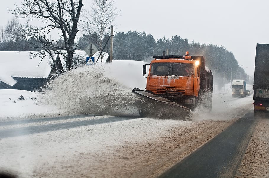 winter, snow, road, dirt, mode of transportation, motion, land vehicle HD wallpaper