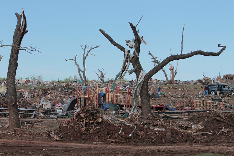 tornado, destruction, moore, oklahoma, veterans memorial park, HD wallpaper