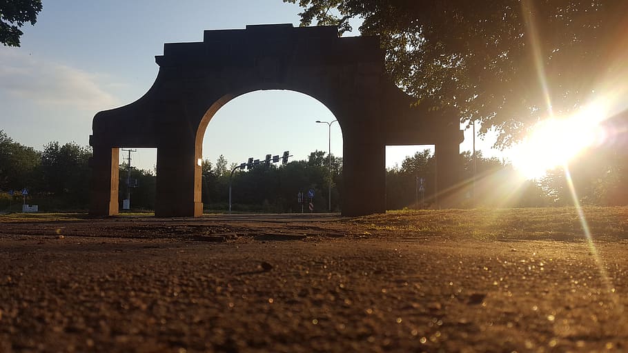 gateway, the sun, clouds, west, evening, sky, arch, architecture HD wallpaper