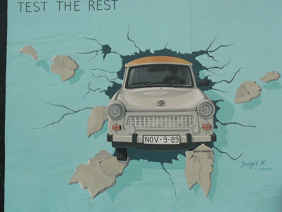 vehicle test the rest poster, Wall, Berlin, Art, Car, Painting, HD wallpaper