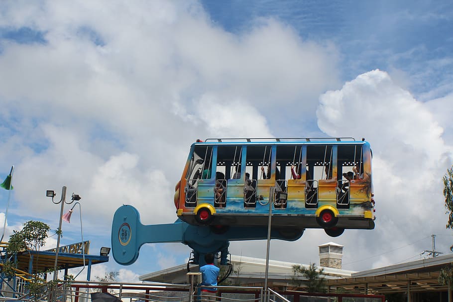 carnival, ride, clouds, amusement, park, rotating, cloud - sky HD wallpaper