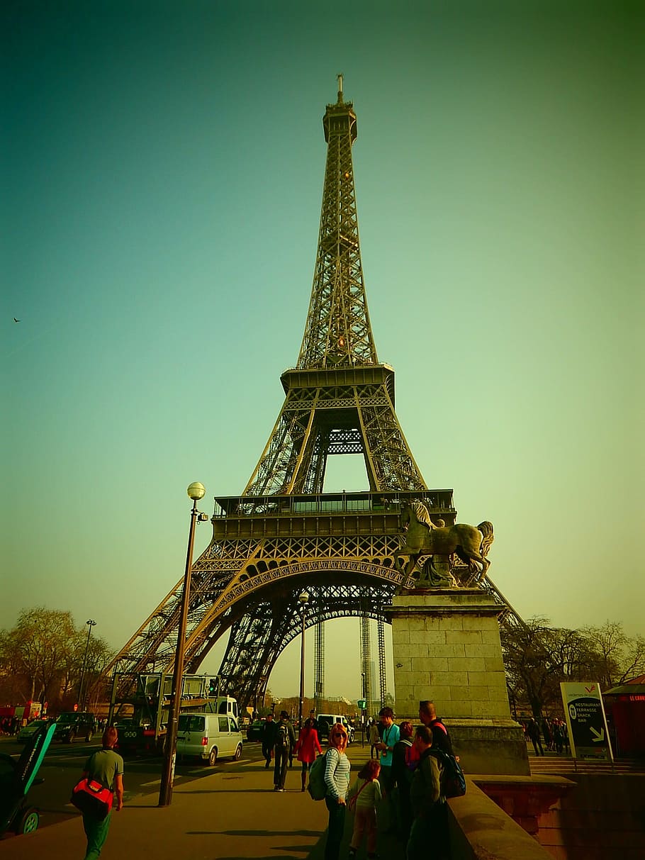 eiffel tower, paris, france, steel structure, architecture