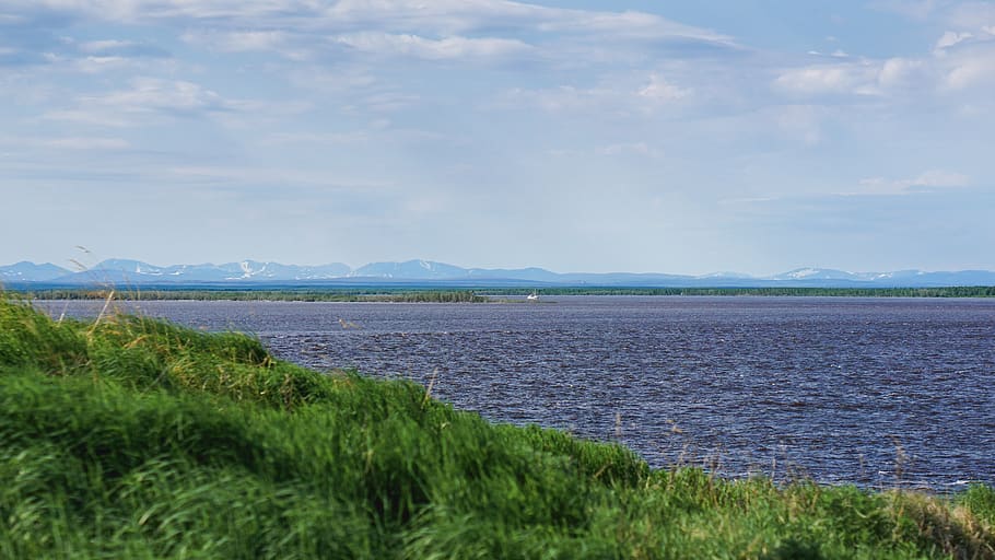 north, salekhard, ob, horizon, sky, russia, landscape, blue sky, HD wallpaper