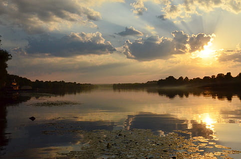 dnieper, river, sunset, landscape, nature, kiev, ukraine, water HD wallpaper