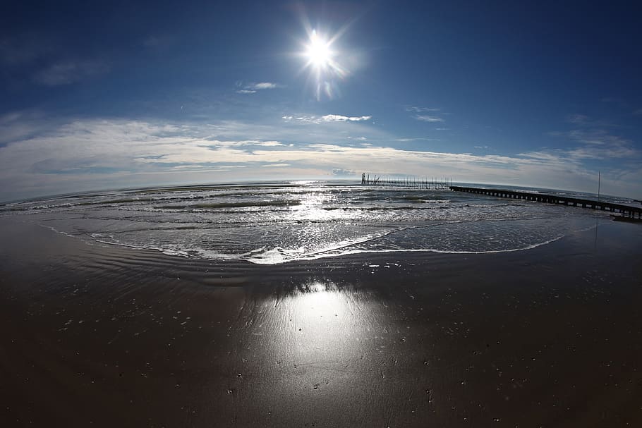 beach, sea, sun, sky, water, sunlight, scenics - nature, beauty in nature HD wallpaper