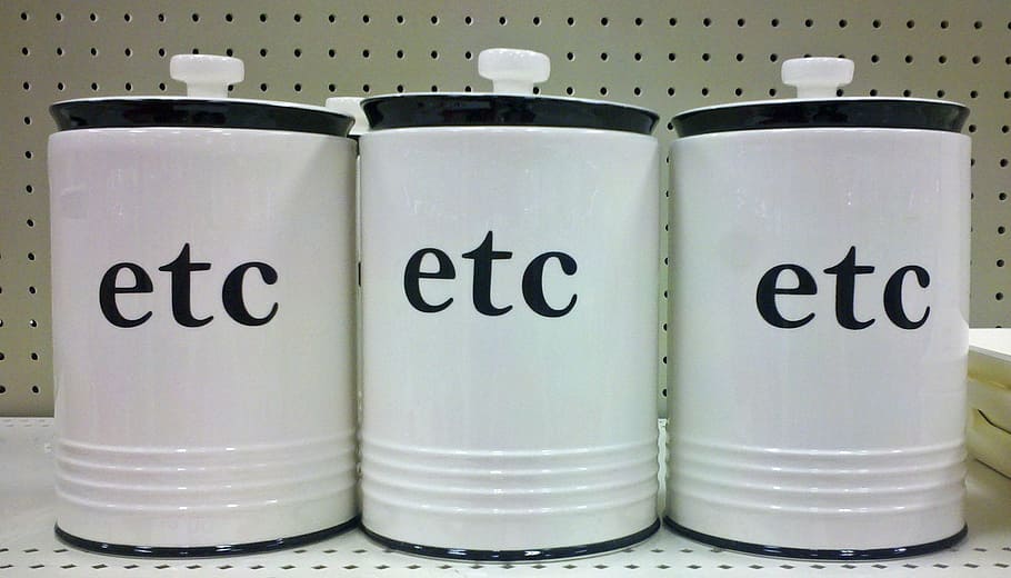 three white-and-black etc-printed ceramic canisters, boring HD wallpaper