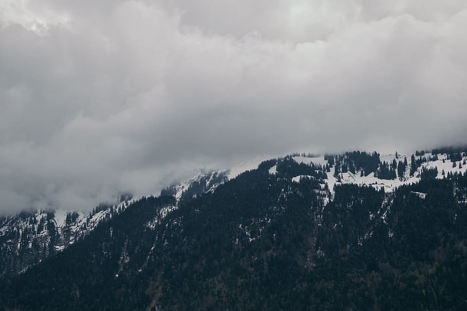 Snow-capped Mountain Under Cloudy Sky, adventure, clouds, cold HD wallpaper