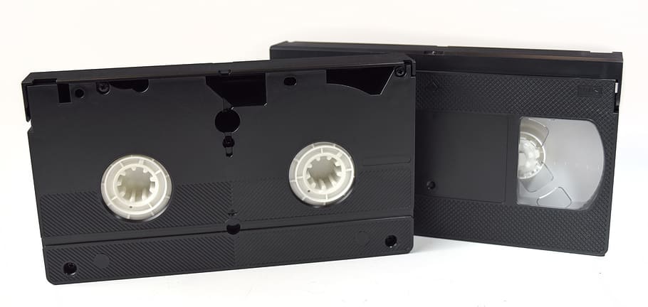 two black VHS tapes, Video, Tapes, Recording, Videotape, retro, HD wallpaper
